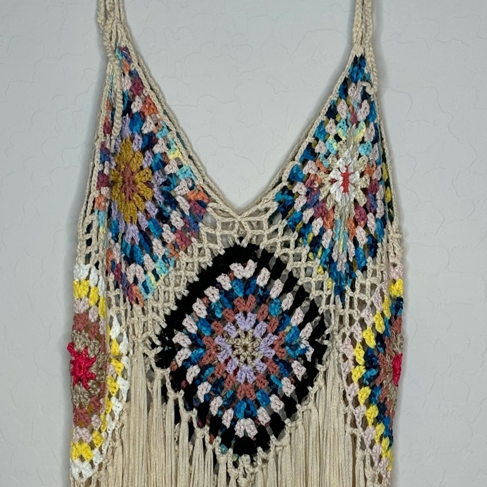 Shein Embroidery Bohemian Knitted Top size Medium Multicolor - Picture 4 of 7